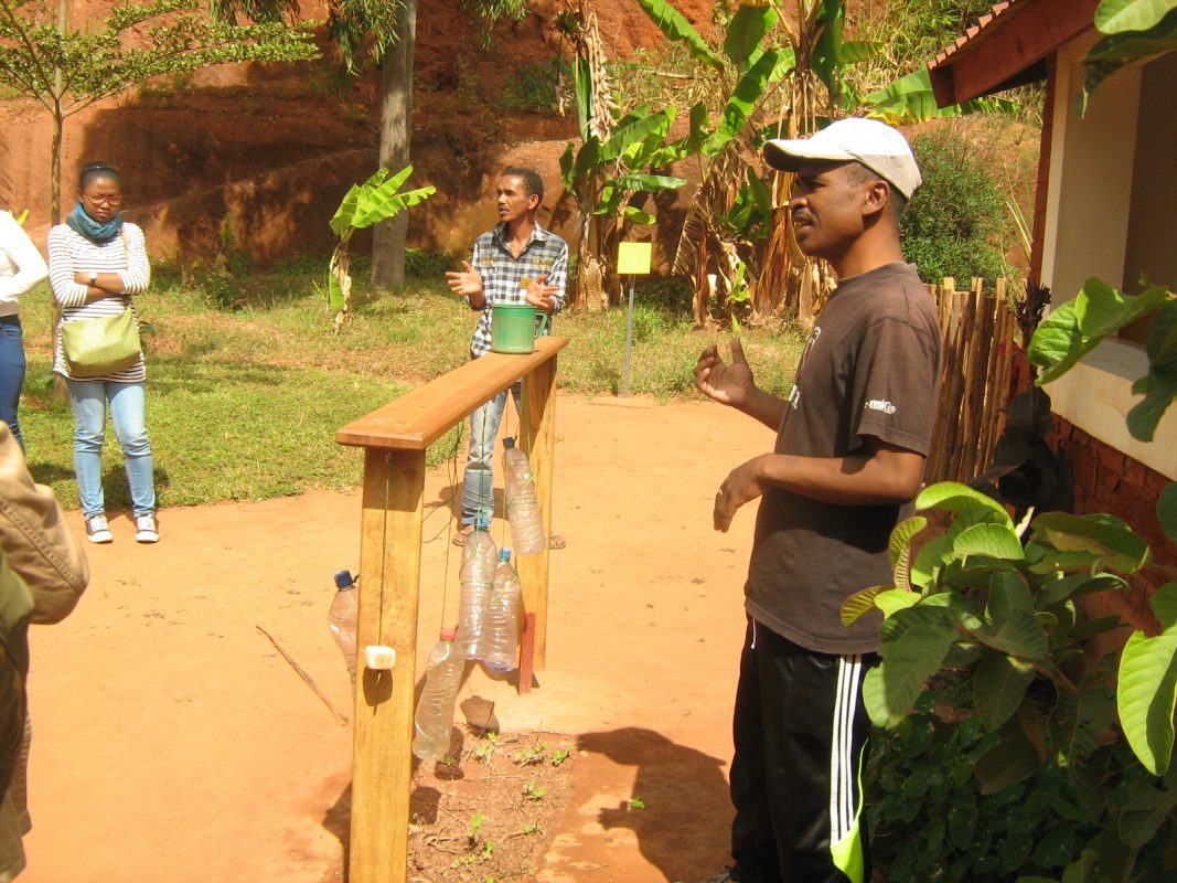 Des bouteilles suspendus 